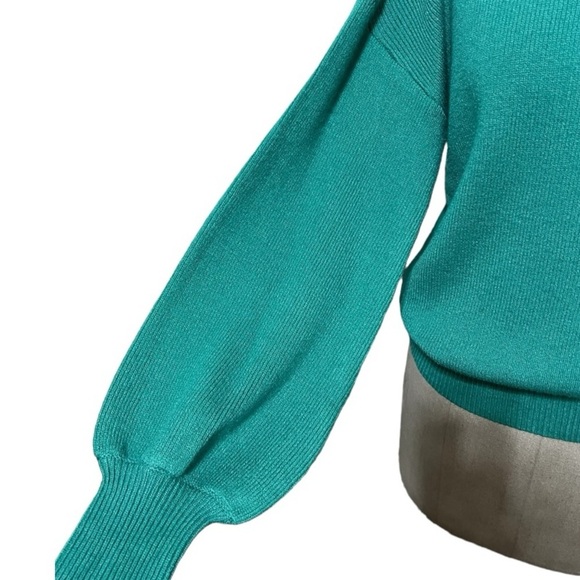 Zesica Mock Turtle Neck Puff Sleeve Turquoise Sweater Size S - Picture 5 of 10